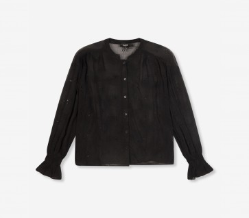 Alix woven broderie chiffon blouse black