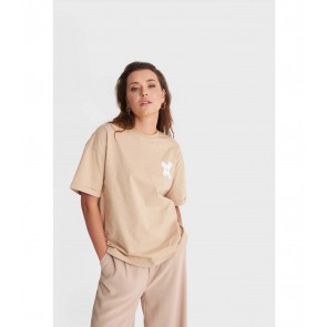 Alix the Label ladies knitted X T-shirt light camel 