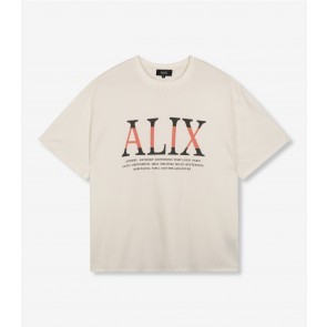 Alix tshirt black peach logo soft white