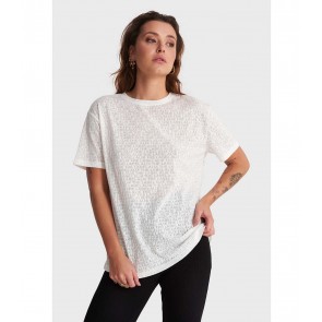 Alix the Label ladies knitted burnout T-shirt soft white